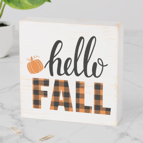 Hello Fall Wooden Box Sign