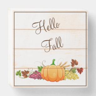 Hello Fall Wooden Box Sign