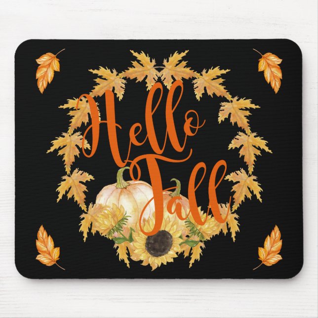 Hello Fall Wreath Graphic Mouse Pad (Front)