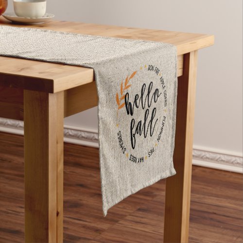 Hello Fall Wreath Rustic Short Table Runner