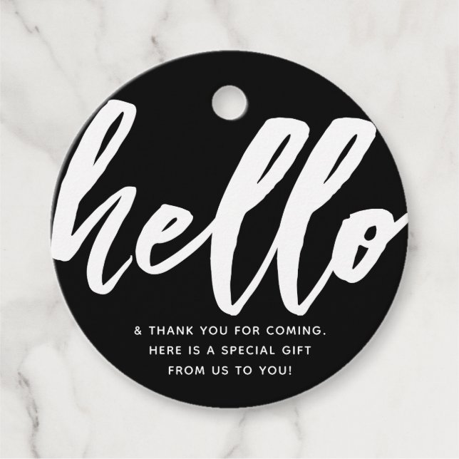 Hello | Fancy Script Favor Tags (Front)