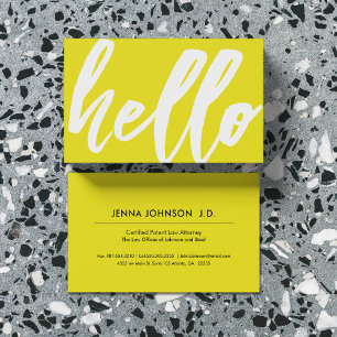 Hello Fancy Script Sunshine Yellow Business Card