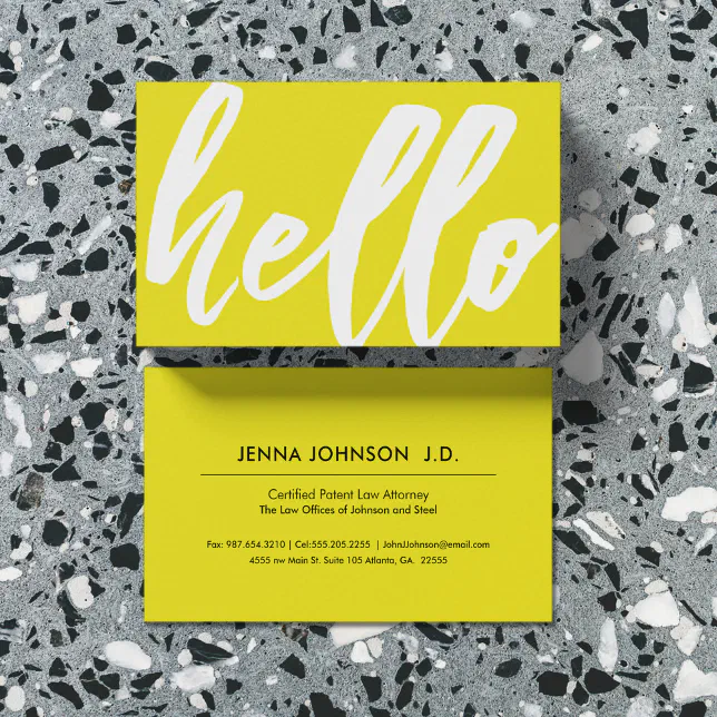 Hello | Fancy Script Sunshine Yellow Business Card | Zazzle