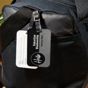 Hello Faux Diamond Plate Professional Luggage Tag