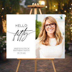 Hello Fifity 50th Birthday Party Photo Welcome Foam Board