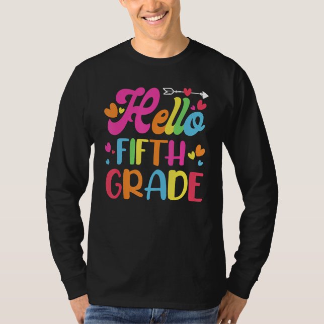 Hello Fifth 5th Grade Cute Back to School 5th Grad T-Shirt (Front)