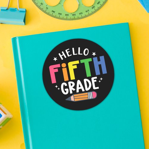 Hello fifth grade back to school classic round sticker