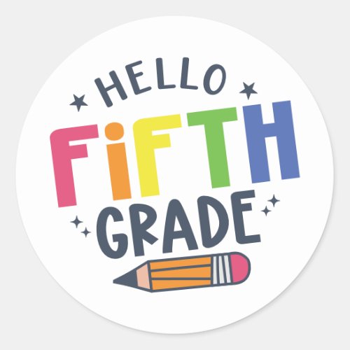 Hello fifth grade back to school classic round sticker