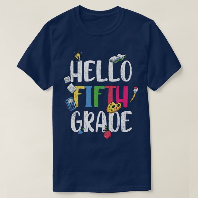 Hello Fifth Grade Back To School Matching Teacher  T-Shirt (Design Front)