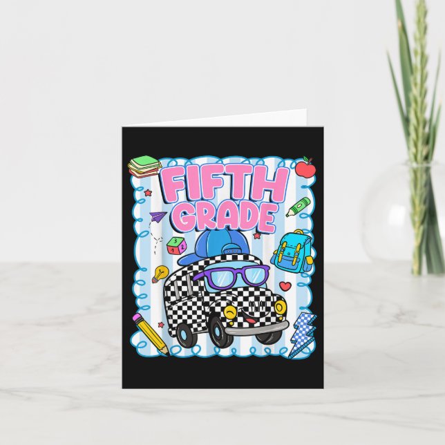 Hello Fifth Grade Bus School Teacher Student Back  Card (Front)