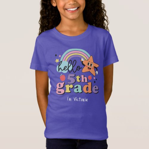 Hello Fifth Grade Colorful Elementary School T_Shirt