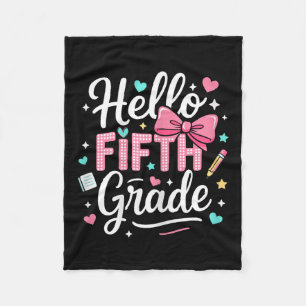 Hello Fifth Grade First Day Of School Coquette Bow Fleece Blanket