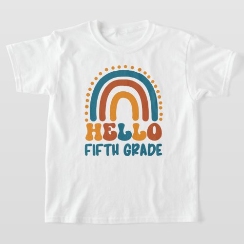Hello Fifth Grade Retro style boho rainbow T_Shirt