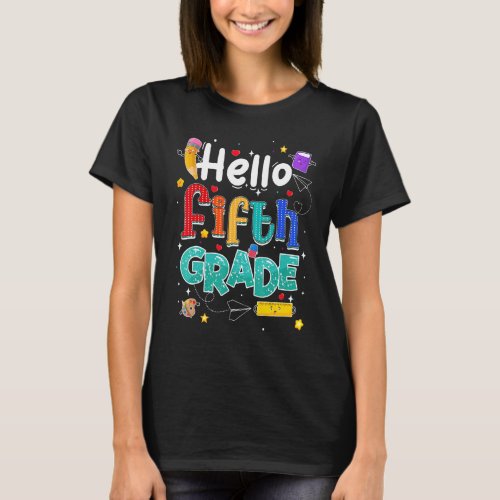 Hello Fifth Grade Team 5th Grade Teacher Kid Back  T_Shirt