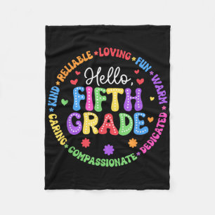 Hello Fifth Grade Team Groovy 5th Grade First Day Fleece Blanket