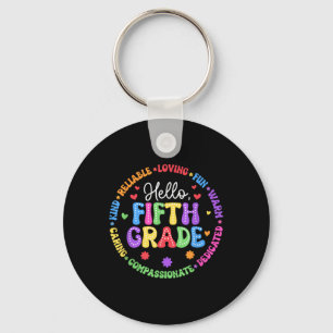 Hello Fifth Grade Team Groovy 5th Grade First Day Keychain