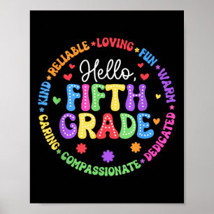 Hello Fifth Grade Team Groovy 5th Grade First Day Poster