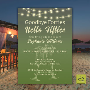 Hello Fifties Summer Backyard 50th Birthday Party  Invitation