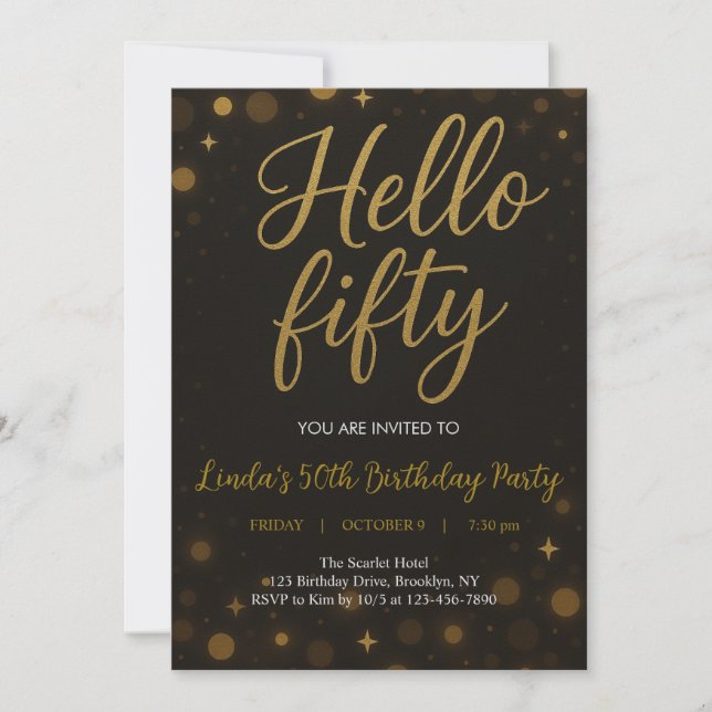 Hello Fifty 50th Birthday Party Invitation (Front)