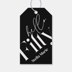 Hello fifty modern minimal elegant 50th birthday gift tags