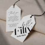 Hello fifty modern minimal elegant 50th birthday gift tags<br><div class="desc">Hello fifty modern minimal typography simple black and white 50th birthday party decor favor thank you gift tag. Part of a contemporary collection.</div>