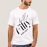 Hello fifty modern minimal elegant 50th birthday T-Shirt<br><div class="desc">Hello fifty modern minimal typography simple black and white 50th birthday party decor favor thank you wine bottle label. Part of a contemporary collection.</div>