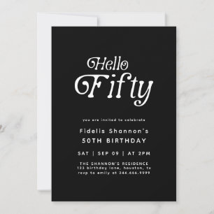 Hello Fifty Modern Retro 50th Birthday  Invitation