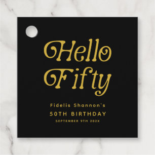 Hello Fifty Retro 50th Birthday Party Favor Tags