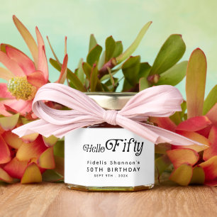 Hello Fifty Retro 50th Birthday Party Honey Jar Favors
