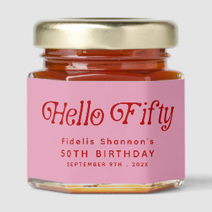 Hello Fifty Retro 50th Birthday Party Honey Jar Favors