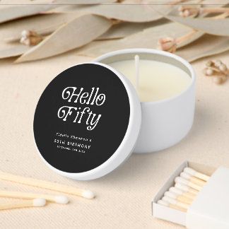 Hello Fifty Retro 50th Birthday Party Mini Candle Favors