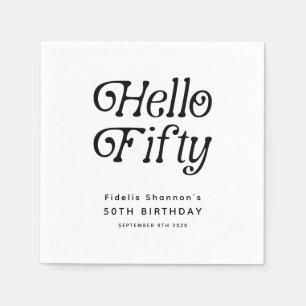 Hello Fifty Retro 50th Birthday Party Napkins