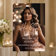 Hello Fifty Rose Gold 50th Birthday Welcome Sign
