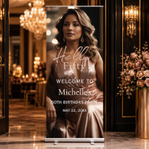Hello Fifty Rose Gold Photo Birthday Party Retract
