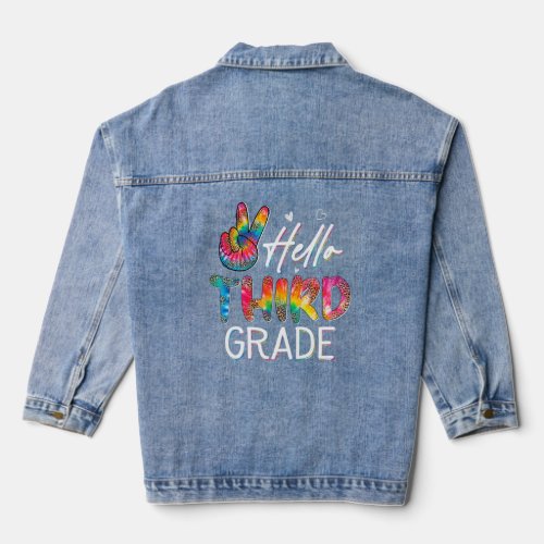 Hello First Day Of 3rd Grade Student Back To Schoo Denim Jacket