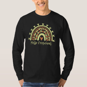 Hello First Day Of Preschool 2022 Rainbow Leopard T-Shirt