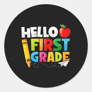 Hello First Grade 1st Grade Back To School Classic Round Sticker