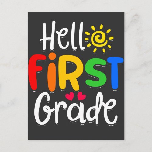 Hello First Grade 1st Grade Back to School Kid Postcard