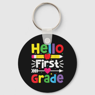 Hello First Grade 1st Grade Back To School Teacher Keychain