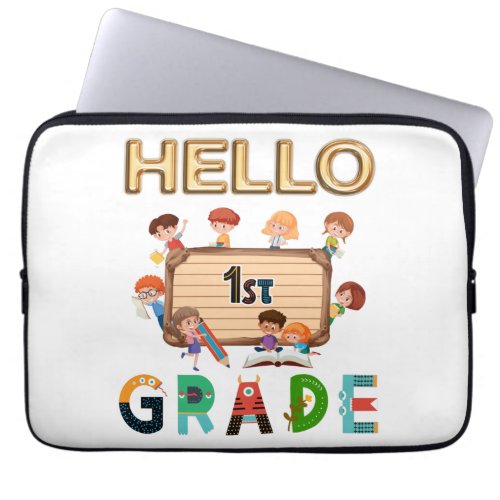 Hello First Grade Back To School 1st Grade  Laptop Sleeve