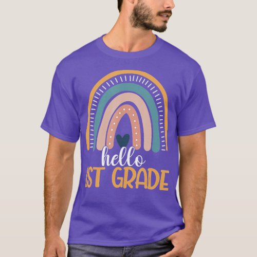 Hello First Grade Back To School 1st Grade Rainbow T_Shirt