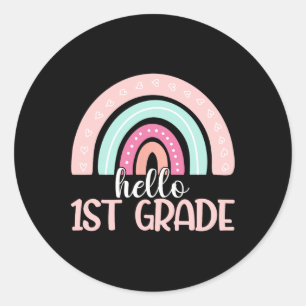 Hello First Grade Back To School 1st Grade Teacher Classic Round Sticker