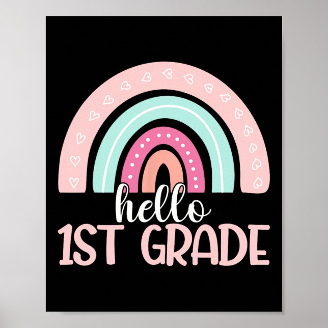 Hello First Grade Back To School 1st Grade Teacher Poster (Front)