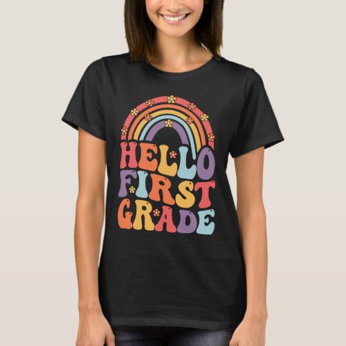  Hello First Grade Boho Rainbow Back To School T_Shirt