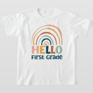 Hello First Grade boho rainbow school colorful T-Shirt