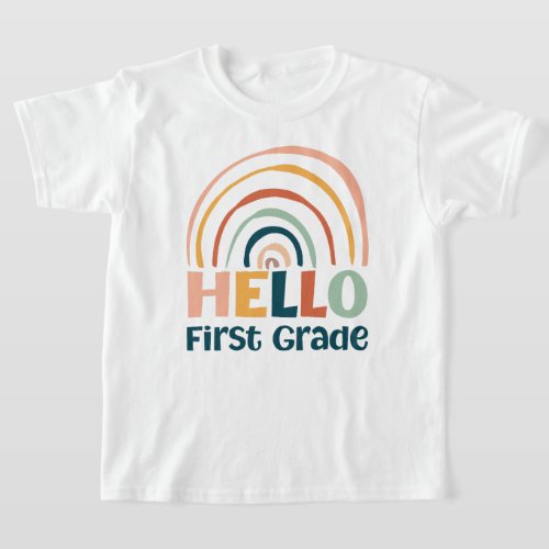 Hello First Grade boho rainbow school colorful T_Shirt
