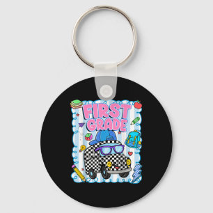 Hello First Grade Bus School Teacher Student Back Keychain