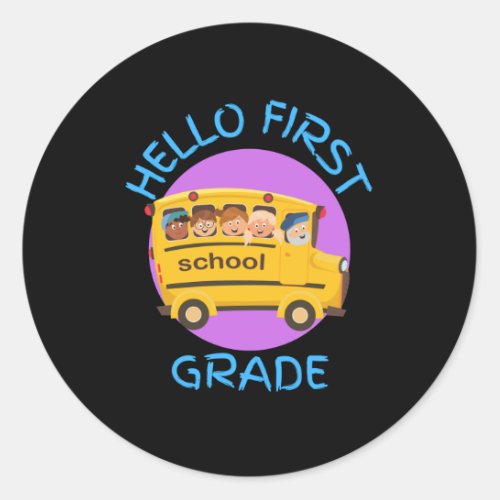 hello first grade classic round sticker