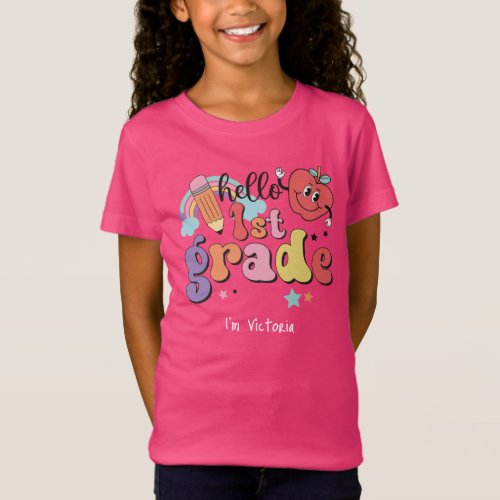 Hello First Grade Colorful Elementary School T_Shirt