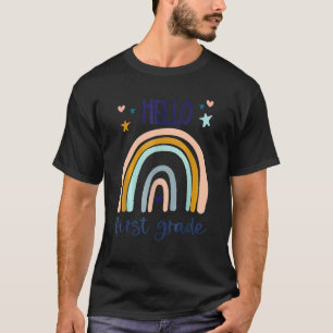 Hello First Grade Retro Rainbow Cute For Teacher G T-Shirt